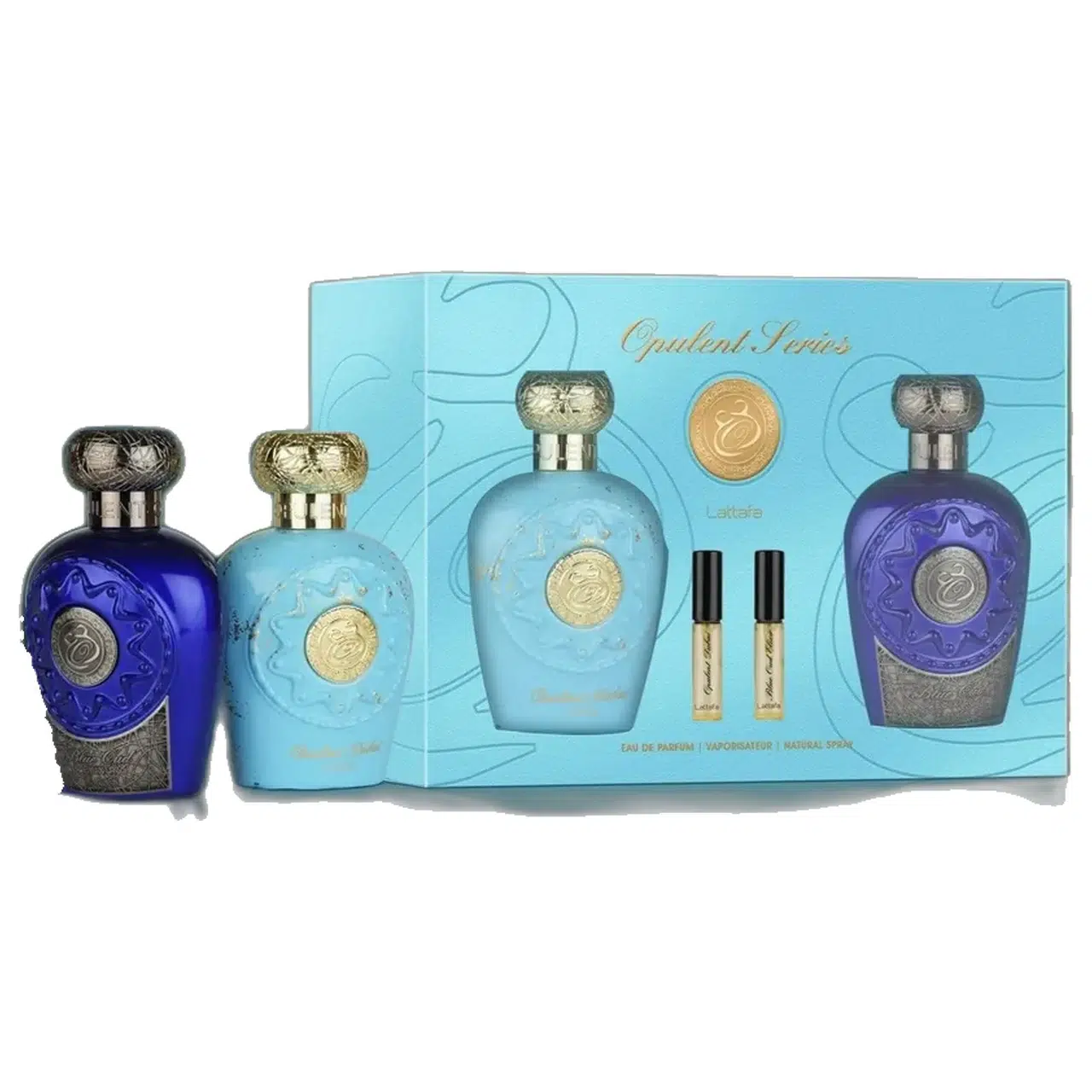 Lattafa Opulent Dubai & Blue Oud Elixir подаръчен комплект 4 в 1 1 Lattafa Opulent Dubai & Blue Oud Elixir подаръчен комплект